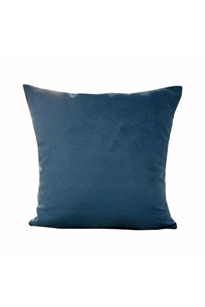 Alkan Homes 43x43 Çift Taraflı Petrol Mavi Rengi Kadife Dokulu Yastık Kırlent...