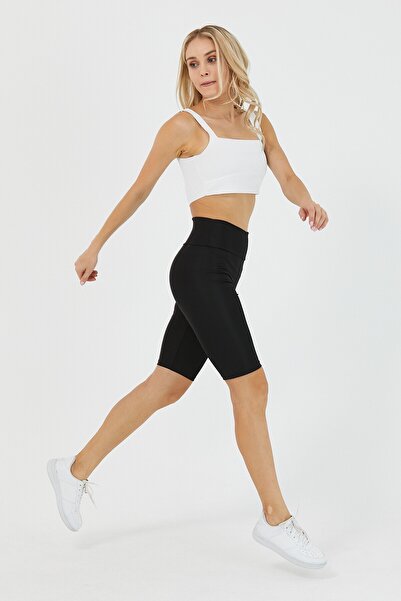 COMEOR طماق قصيرة سوداء عالية الخصر للمرأة