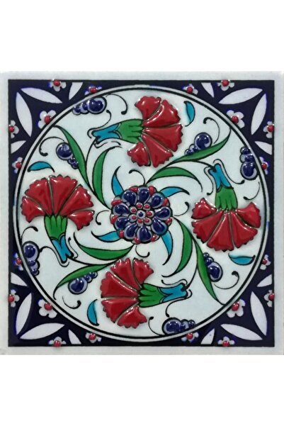 Genel Markalar 10x10 Cm Ed 104 Dörtlü Karanfil Iznik El Dekoru Çini Pano