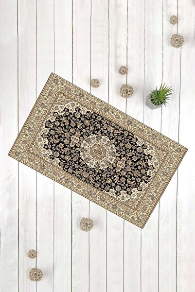 Evsebu Model clasic de covoraș decorativ multifuncțional din nurcă neagră pentru ușă