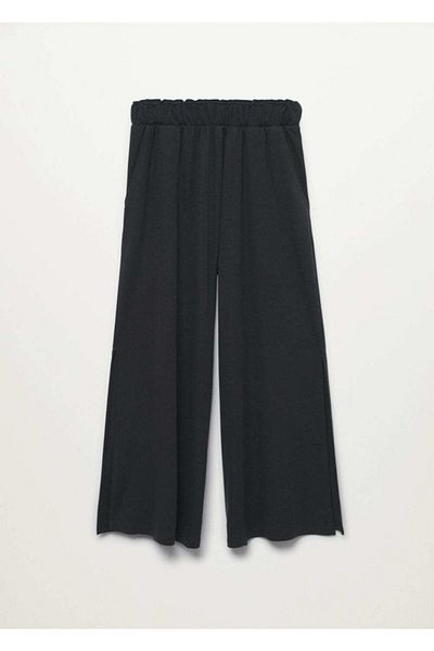 MANGO Woman Γυναικείο μαύρο παντελόνι Lyocell Culotte