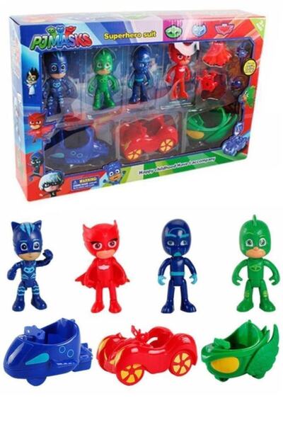 Realx Maskeliler Pijamaskeliler 7 Pcs Figür Karakter Arabalı Oyuncak Araç Seti
