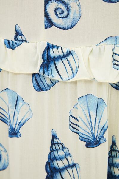 Trendyol Collection Rochie de plajă cu volane țesute maxi, albastră, TBESS19WR0068