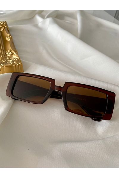 Goldmine Retro Rectangular Vintage Muse Sunglasses Brown