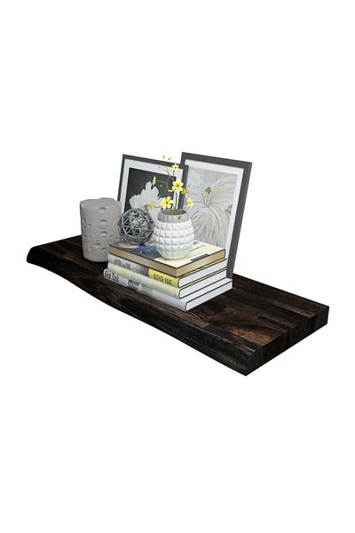 INTERBUILD REAL WOOD Interbuild Floating Wall Shelf,Solid Acacia,Fsc,70X25X3,8 Cm,Fj,Natural Edged,Espresso