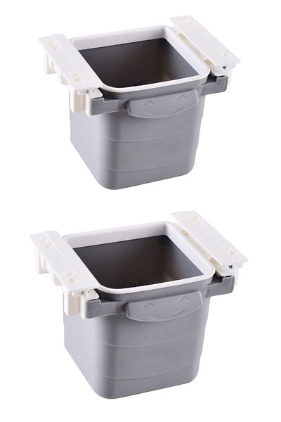 Buffer 2 Pieces Desk Trash Can Plastic Under Counter Retractable Adhesive Invisible Compartment Practical