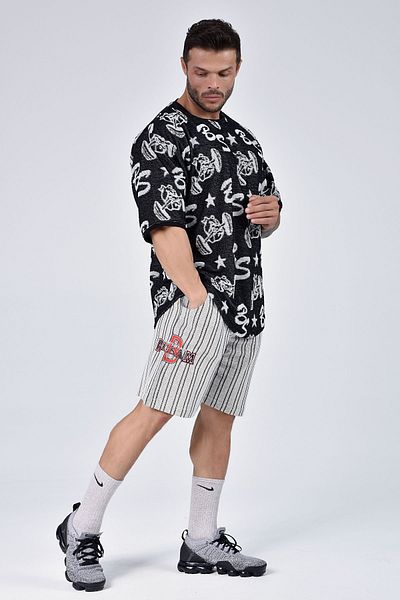 Big Sam Striped Comfortable Shorts Ecru 1334