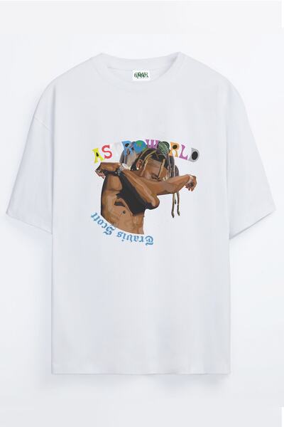 Grove Fashion تي شيرت Hiphop Travis Scott Astroworld مطبوع للجنسين مقاس كبير