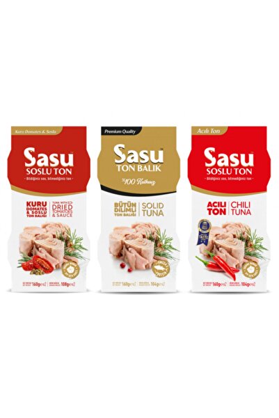 SASU SOSLUTON Klasik Ton Balığı 2x160g  Kuru Domatesli & Soslu Ton Balığı 2x1...