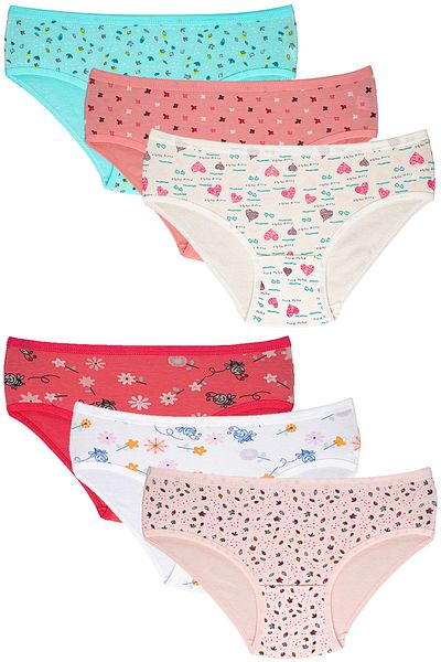 İlbaş Chiloți de bikini pentru fetiță, 6 bucăți, din bumbac