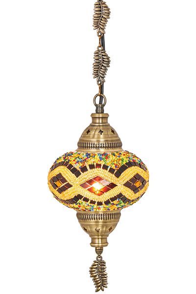 Demmex Handmade Authentic Mosaic Colored Glass Pendant Chandelier, Leaf Chain, 75cm