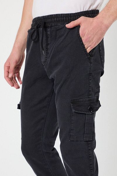 Tarz Cool Ανδρικό παντελόνι Jogger Anthracite με πλαϊνές τσέπες και ελαστικό πόδι