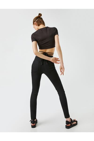 Koton Jean Carmen NEGRI de damă - Pantaloni slim cu talie înaltă