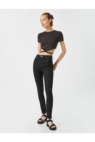 Koton Jean Carmen NEGRI de damă - Pantaloni slim cu talie înaltă