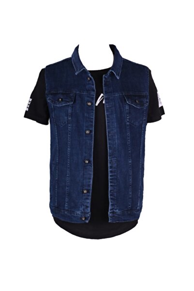 viking's line Vikings Jeans Erkek Denim Trend Yelek Mavi Kot