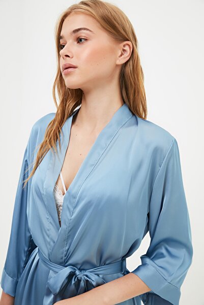 Trendyol Collection Dressing Gown - Blue - Crop