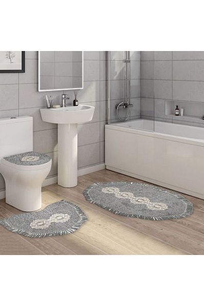 Alanur Home 3 bucăți antracit brodat în formă de regina