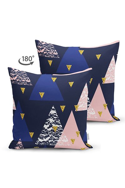 Realhomes Μπλε Navy Backdrop Γεωμετρικό Τρίγωνο Σχέδιο Ψηφιακό Εκτυπωμένο Διακοσμητικό Κάλυμμα Μαξιλαριού Suede Throw