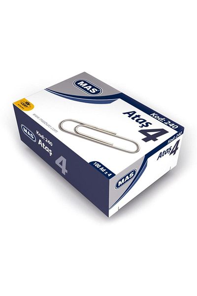 Mas 240 Paper Clips No:4 Super Quality Nickel Coated 24 Pack