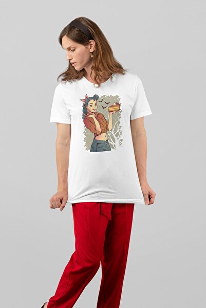 ErTaPassage Fată albă pin-up cu imprimeu tricou - T1466694