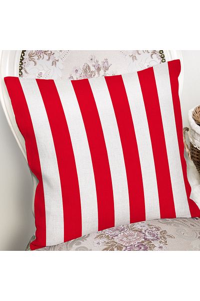Realhomes Red and White Straight Line Design Digital Printed Decorative Pillow Throw Pillow Cover