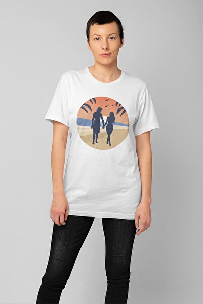 ErTaPassage Cuplu alb cu imprimeu Femei tricou - Plajă, T8591280