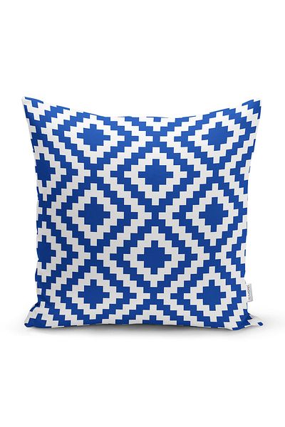 Realhomes Husă de pernă cu desen geometric albastru închis, imprimată digitală, modernă