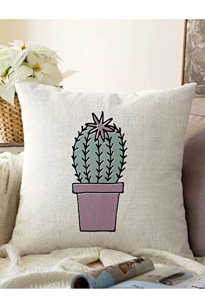 Realhomes Κρεμ φόντο Απλό μοτίβο κάκτου Ψηφιακό εμπριμέ Διακοσμητικό Raschel ...