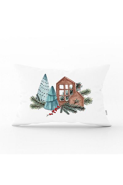 Realhomes Κάλυμμα μαξιλαριού με μοντέρνο ορθογώνιο ριχτάρι με ψηφιακή εκτύπωση ειδικής σχεδίασης με θέμα τα Χριστούγεννα