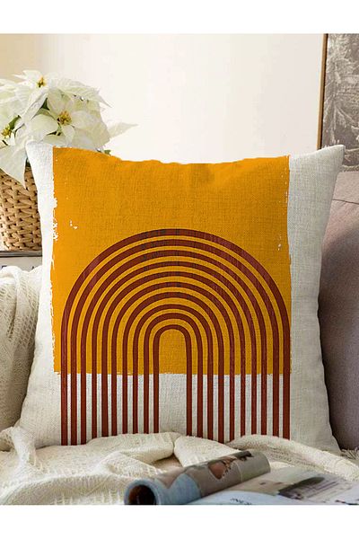 Realhomes Boho Drawing Raschel Knitted Pillow - Digital Printed Throw Μαξιλαροθήκη