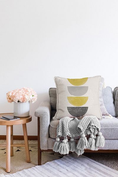 Realhomes Sun & Moon Artistic Illustration Ψηφιακή τυπωμένη μοντέρνα Raschel πλεκτή μαξιλαροθήκη ριχτάρι