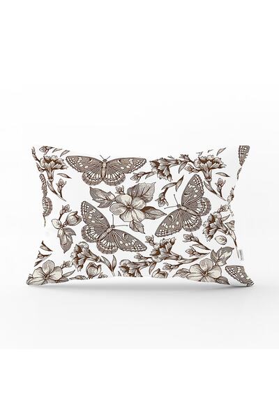 Realhomes Charcoal Flower & Butterfly Patterned Digital Printed Decorative Re...