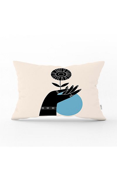 Realhomes Husă de pernă decorativă, dreptunghiulară, imprimată digital, cu design artistic cu flori verzi