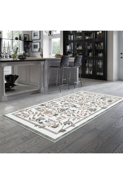Alanur Home Alanur Trend Keçe Tabanlı Mutfak Halı Mu106 Yeşil