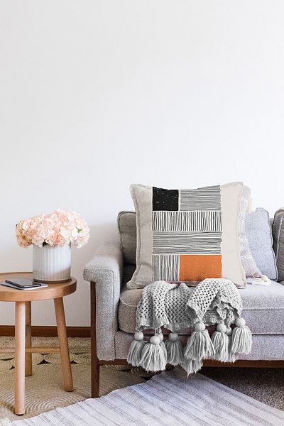 Realhomes Abstract Style Digital Printed with Onedraw Drawing Modern Raschel Knitted Pillow Throw Pillow Cover