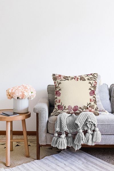 Realhomes Πολύχρωμο λουλούδι με ψηφιακή εκτύπωση μοντέρνα Raschel πλεκτή μαξιλαροθήκη ριχτάρι