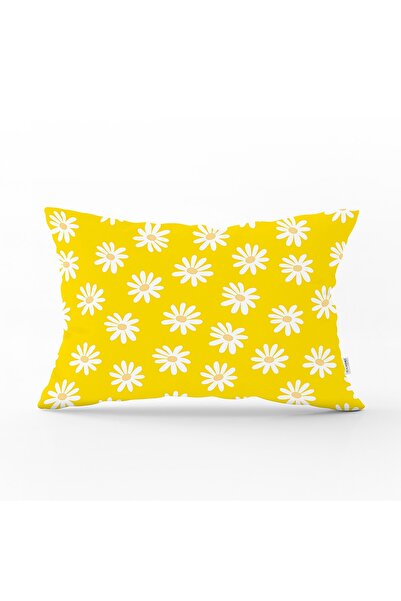 Realhomes Yellow Background Daisy Patterned Digital Printed Decorative Rectan...
