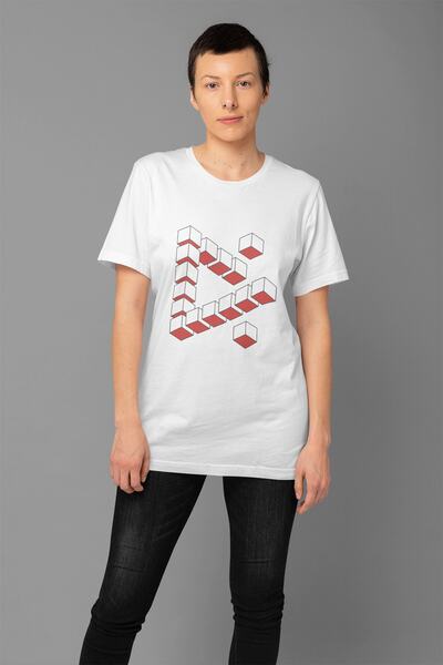 ErTaPassage Γυναικείο μπλουζάκι White Abstract Triangle με τύπωμα - T5374451