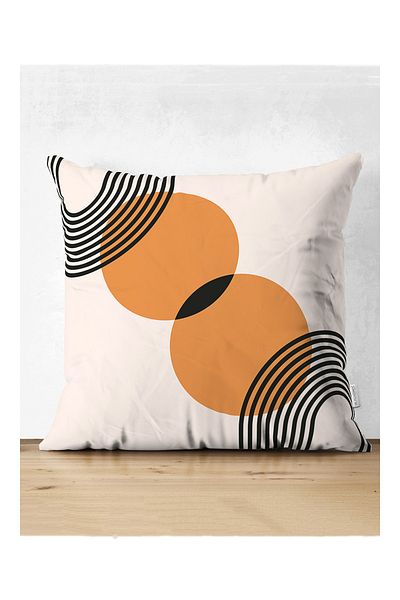 Realhomes Sun Design Digital Printed Modern Suede Pillow - Throw Pillow Case