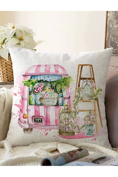 Realhomes Pachete de flori, design personalizat, imprimat digital, decorativ, tricotat Raschel, husă de pernă
