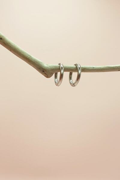 TakıConcept Gümüş Renkli Küçük Boy Çelik Erkek Halka Küpe 10mm