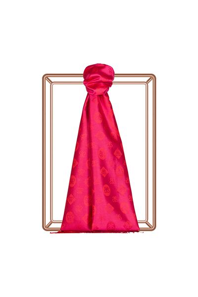 ipekevi Fuchsia Monogram Patterned Silk Shawl