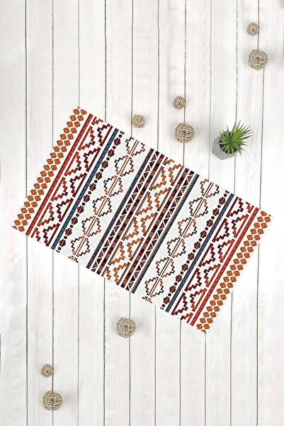 Evsebu Γεωμετρικά Σχήματα Κίτρινο Πορτοκαλί Διακοσμητικό Πατάκι Πόρτας Πολλαπλών Χρήσεων