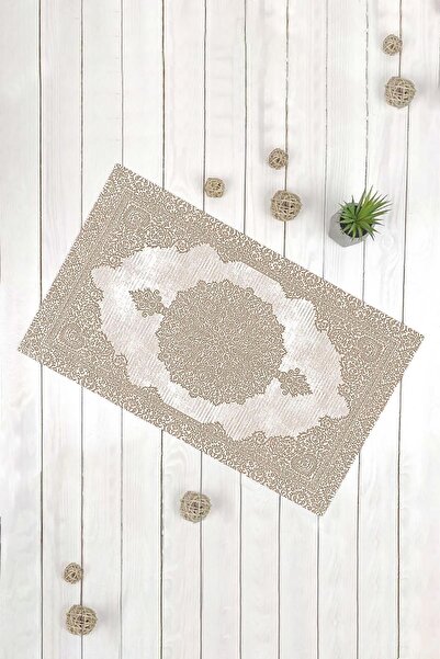 Evsebu Διακοσμητικό χαλάκι πολλαπλών χρήσεων με μοτίβο χαλιού σε καφέ κρεμ