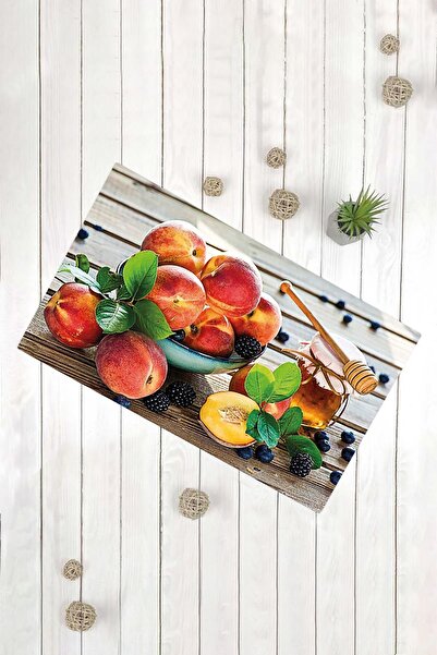 Evsebu Διακοσμητικό Πολυχρηστικό Πατάκι Πόρτας με Μοτίβο Ροδάκινου - Πατάκι KOP-1563