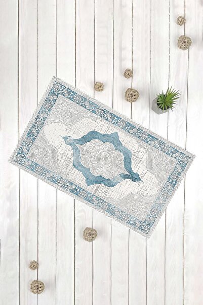 Evsebu Μπλε Λευκό Μοντέλο Χαλιού Διακοσμητικό Πατάκι Πολλαπλών Χρήσεων για Πόρτα