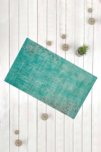 Evsebu Covoraș decorativ multifuncțional pentru ușă, cu fundal albastru, flori gri