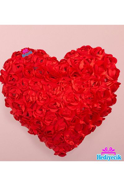 hediyecik Rose Petal Plush Heart Pillow 43 cm