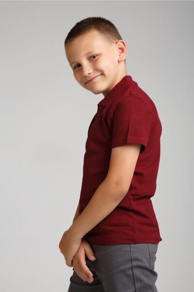 Dragora Combed Cotton Polo Neck Claret Red School T-shirt