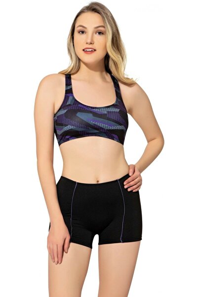 Argisa Patterned Patterned Badili Swim Bikini with Shorts 5523 Patterned Black